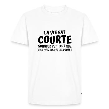 La vie est courte / citations drôles - T-shirt Premium bio Homme - blanc - Devant - Nico (187cm)