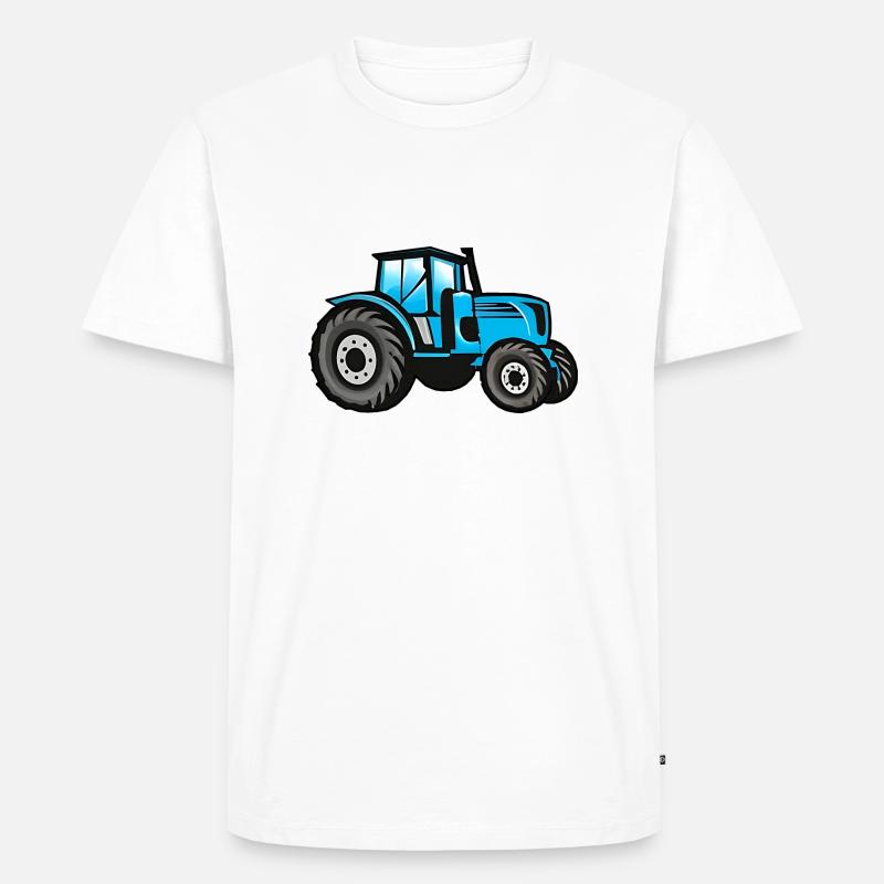 Großer Blauer Traktor - Männer Premium Bio T-Shirt - Weiß