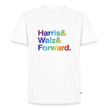 Kamala Harris & Tim Walz 2024 Support LGBTQ - Men's Premium Organic T-Shirt - white - Front - Nico (187cm)