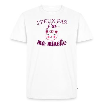 tee shirt j peux pas j ai ma minette chat mignon - T-shirt Premium bio Homme - blanc - Devant - Nico (187cm)