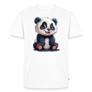 Panda Cute with Bright Eyes - Men's Premium Organic T-Shirt - white - Front - Nico (187cm)