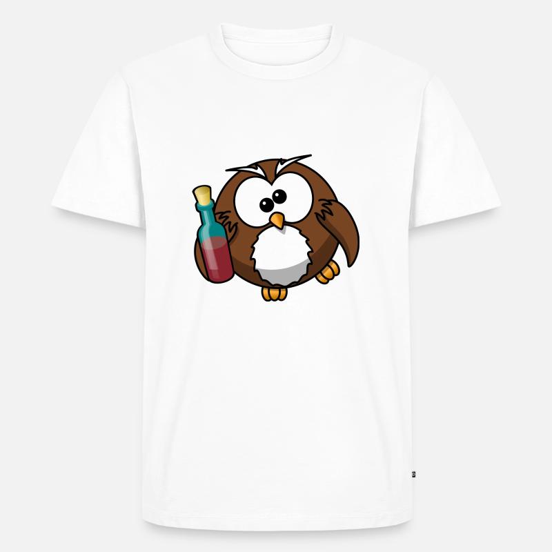Besoffene Eule - Männer Premium Bio T-Shirt - Weiß