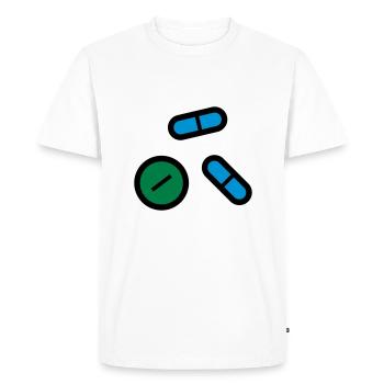Pilules, médicaments, médicaments, médicaments - T-shirt Premium bio Homme - blanc - Devant - Nico (187cm)