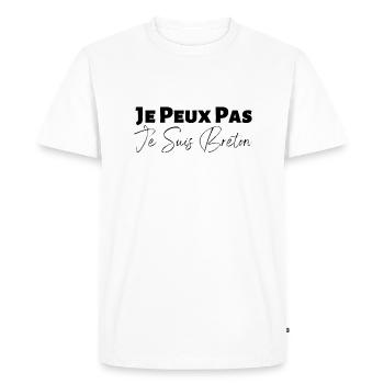 je peux pas je suis breton - idée cadeau breton - T-shirt Premium bio Homme - blanc - Devant - Nico (187cm)