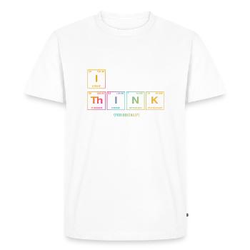 I THINK (périodiquement) - Drôle de chercheur - T-shirt Premium bio Homme - blanc - Devant - Nico (187cm)