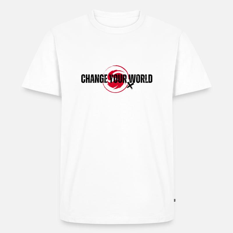 Change your World schwarz - Männer Premium Bio T-Shirt - Weiß