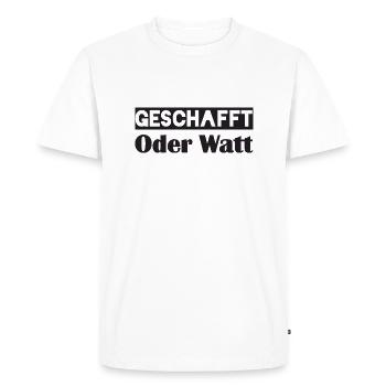 Motivation DONE ou Watt - T-shirt Premium bio Homme - blanc - Devant - Nico (187cm)