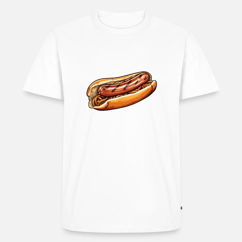 Bratwurst im Brötchen - Männer Premium Bio T-Shirt - Weiß