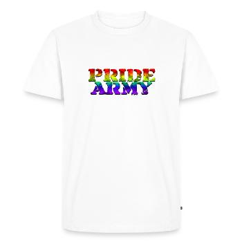 Pride Army - Men's Premium Organic T-Shirt - white - Front - Nico (187cm)