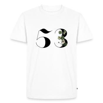 Numéro 53 floral vert - 53e anniversaire floral - T-shirt Premium bio Homme - blanc - Devant - Nico (187cm)