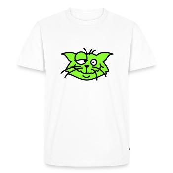 Chat confus plisse les yeux Drôle Folle Grimace - T-shirt Premium bio Homme - blanc - Devant - Nico (187cm)