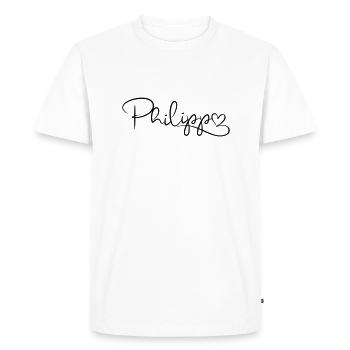Philipp Nom Prénom Décor de coeur - T-shirt Premium bio Homme - blanc - Devant - Nico (187cm)