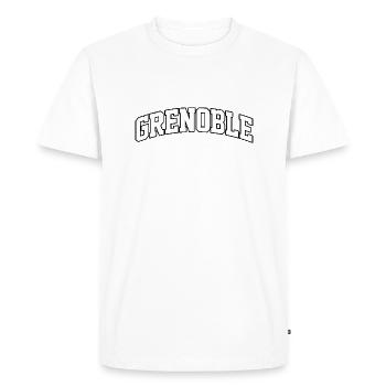 Logo Grenoble : Design collégial sportif - T-shirt Premium bio Homme - blanc - Devant - Nico (187cm)