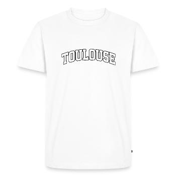 Logo Toulouse : Design collégial au style français - T-shirt Premium bio Homme - blanc - Devant - Nico (187cm)