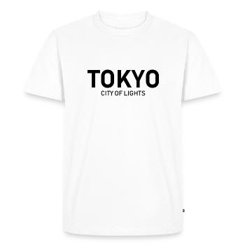 Tokyo - Ville Lumière - Japon - Vie nocturne - T-shirt Premium bio Homme - blanc - Devant - Nico (187cm)