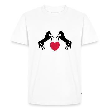 Two wild horses with heart - this design lets you - Men's Premium Organic T-Shirt - white - Front - Nico (187cm)