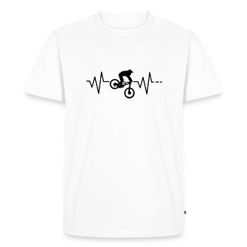 Heartbeat MTB - Mountainbike, Dirtbike, Downhill - Men's Premium Organic T-Shirt - white - Front - Nico (187cm)