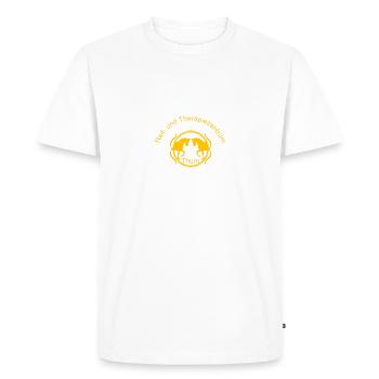 400dpiLogo jaune - T-shirt Premium bio Homme - blanc - Devant - Nico (187cm)