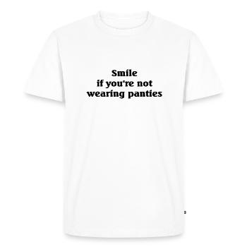 Smile if you're not wearing panties - Men's Premium Organic T-Shirt - white - Front - Nico (187cm)