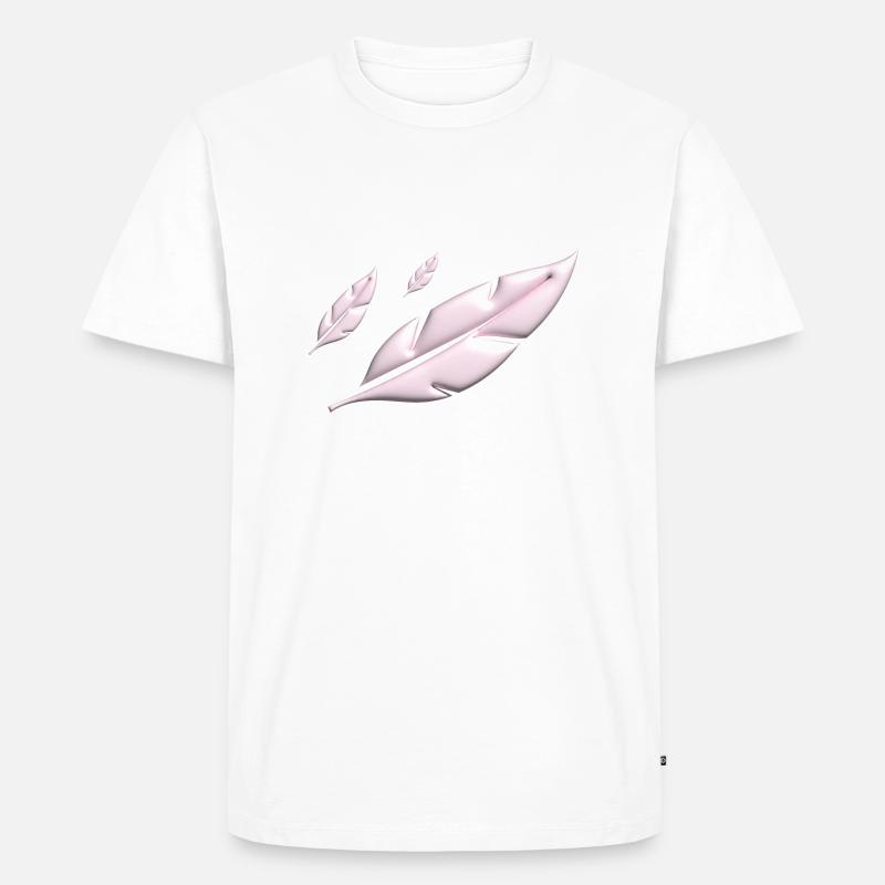 PINK FEATHERS FALLING - Männer Premium Bio T-Shirt - Weiß