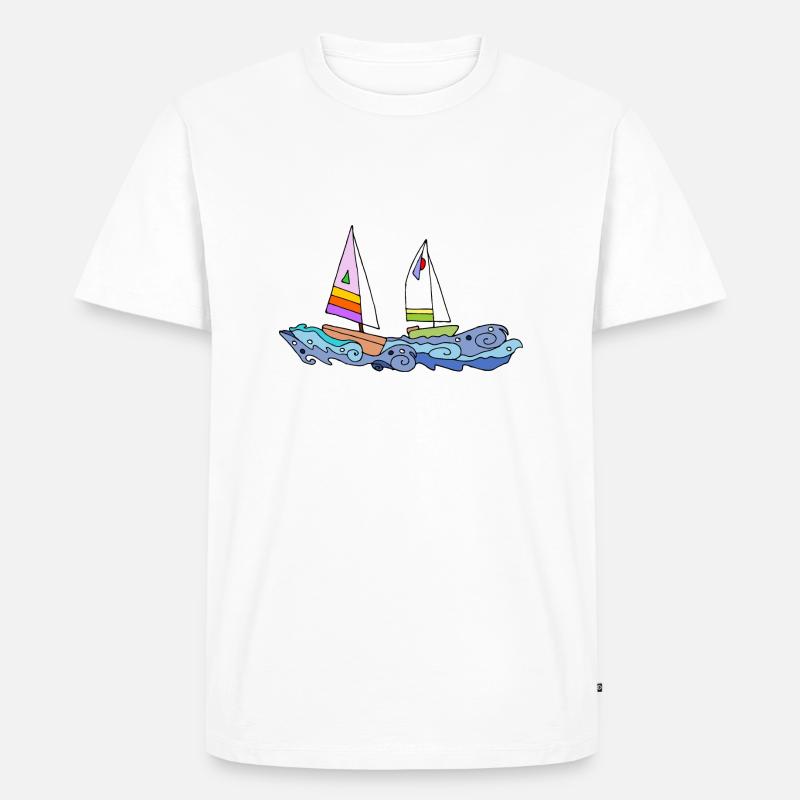 Segelboote - Männer Premium Bio T-Shirt - Weiß