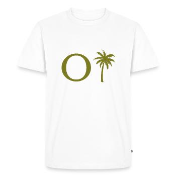 Lettre o vert Palm - T-shirt Premium bio Homme - blanc - Devant - Nico (187cm)