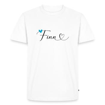 Finn Surname First name Calligraphy Heart - Men's Premium Organic T-Shirt - white - Front - Nico (187cm)