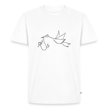 Cigogne et bébé - T-shirt Premium bio Homme - blanc - Devant - Nico (187cm)