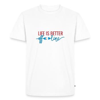 life is better offline - Men's Premium Organic T-Shirt - white - Front - Nico (187cm)