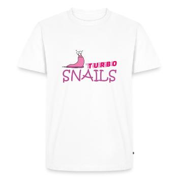 Muddy run shirt mud obstacle race ocr Team Snail - Men's Premium Organic T-Shirt - white - Front - Nico (187cm)