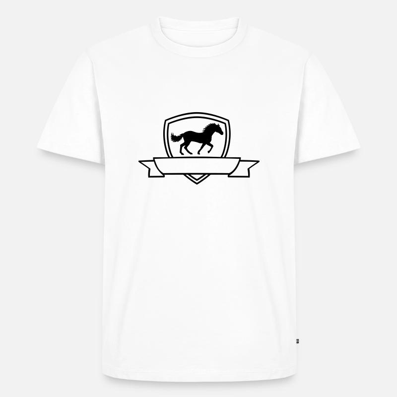 Pferd Banner Wappen Schild - Männer Premium Bio T-Shirt - Weiß
