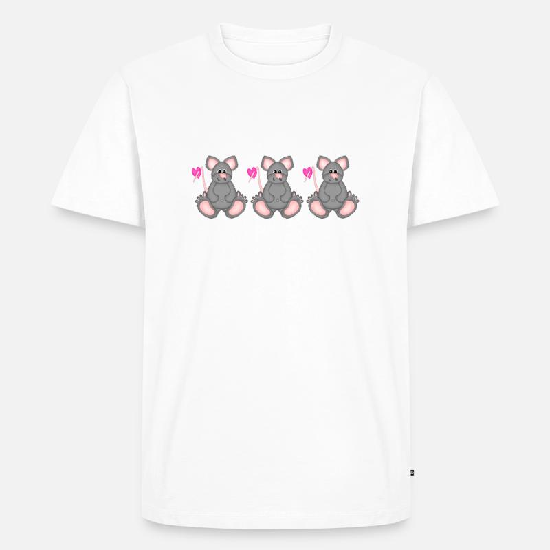 Mäuse mit Herz - Männer Premium Bio T-Shirt - Weiß