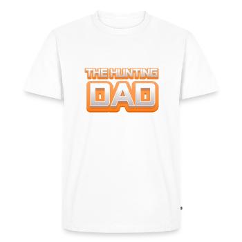 Le père chasseur - Papa Lustig - T-shirt Premium bio Homme - blanc - Devant - Nico (187cm)