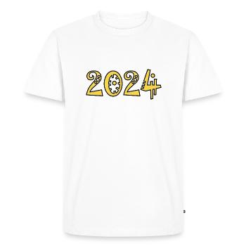 2024. NOËL. ANNEE. ANNIVERSAIRE. RETRAITE. PAPA - T-shirt Premium bio Homme - blanc - Devant - Nico (187cm)