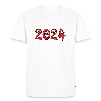 2024. NOËL. ANNEE. ANNIVERSAIRE. RETRAITE. FÊTE - T-shirt Premium bio Homme - blanc - Devant - Nico (187cm)