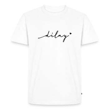 Nom cursif Dilay - T-shirt Premium bio Homme - blanc - Devant - Nico (187cm)