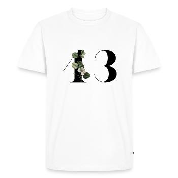 Numéro 43 floral vert - 43e anniversaire floral - T-shirt Premium bio Homme - blanc - Devant - Nico (187cm)