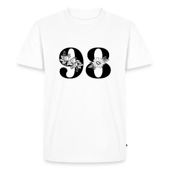 Number 98 Black Floral - 98th Floral Birthday - Men's Premium Organic T-Shirt - white - Front - Nico (187cm)