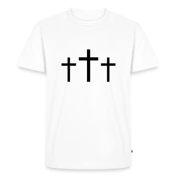 Three Crosses - Men's Premium Organic T-Shirt - white - Front - Nico (187cm)