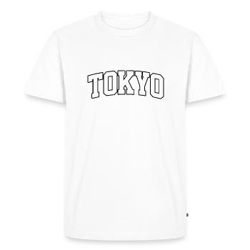 Tokyo Logo: Collegiate design with Japanese style - Men's Premium Organic T-Shirt - white - Front - Nico (187cm)