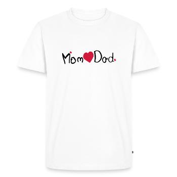 Maman coeur papa txt et coeurs rouges - T-shirt Premium bio Homme - blanc - Devant - Nico (187cm)