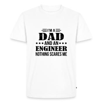 L'ingénieur papa me fait peur - T-shirt Premium bio Homme - blanc - Devant - Nico (187cm)