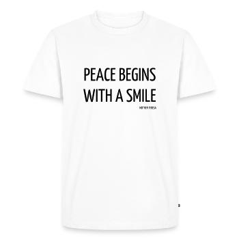 Quote - Life - Love - Happiness - Citation - Zitat - Men's Premium Organic T-Shirt - white - Front - Nico (187cm)