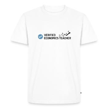 Professeur d'économie vérifié - T-shirt Premium bio Homme - blanc - Devant - Nico (187cm)