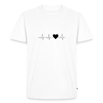 Cœur de battement de cœur noir 🖤 - T-shirt Premium bio Homme - blanc - Devant - Nico (187cm)