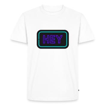 Hé le néon bouclier design - T-shirt Premium bio Homme - blanc - Devant - Nico (187cm)