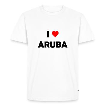 I love Aruba - Caraïbes - Carribbean - T-shirt Premium bio Homme - blanc - Devant - Nico (187cm)