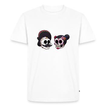 Mâle et Femelle Dia De Los Muertos Sugar Skull - T-shirt Premium bio Homme - blanc - Devant - Nico (187cm)