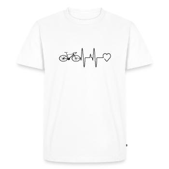 Vélo Heartbeat Coeur - T-shirt Premium bio Homme - blanc - Devant - Nico (187cm)