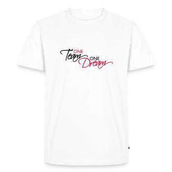 Lettrage d’une équipe - T-shirt Premium bio Homme - blanc - Devant - Nico (187cm)